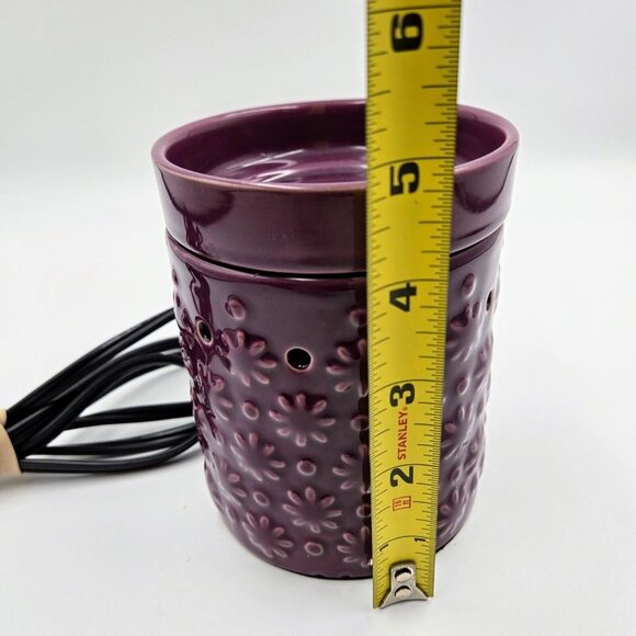 Scentsy Wax Warmer Cosmos Purple Floral Retired Embossed Full Sized Wax … - Picture 11 of 14